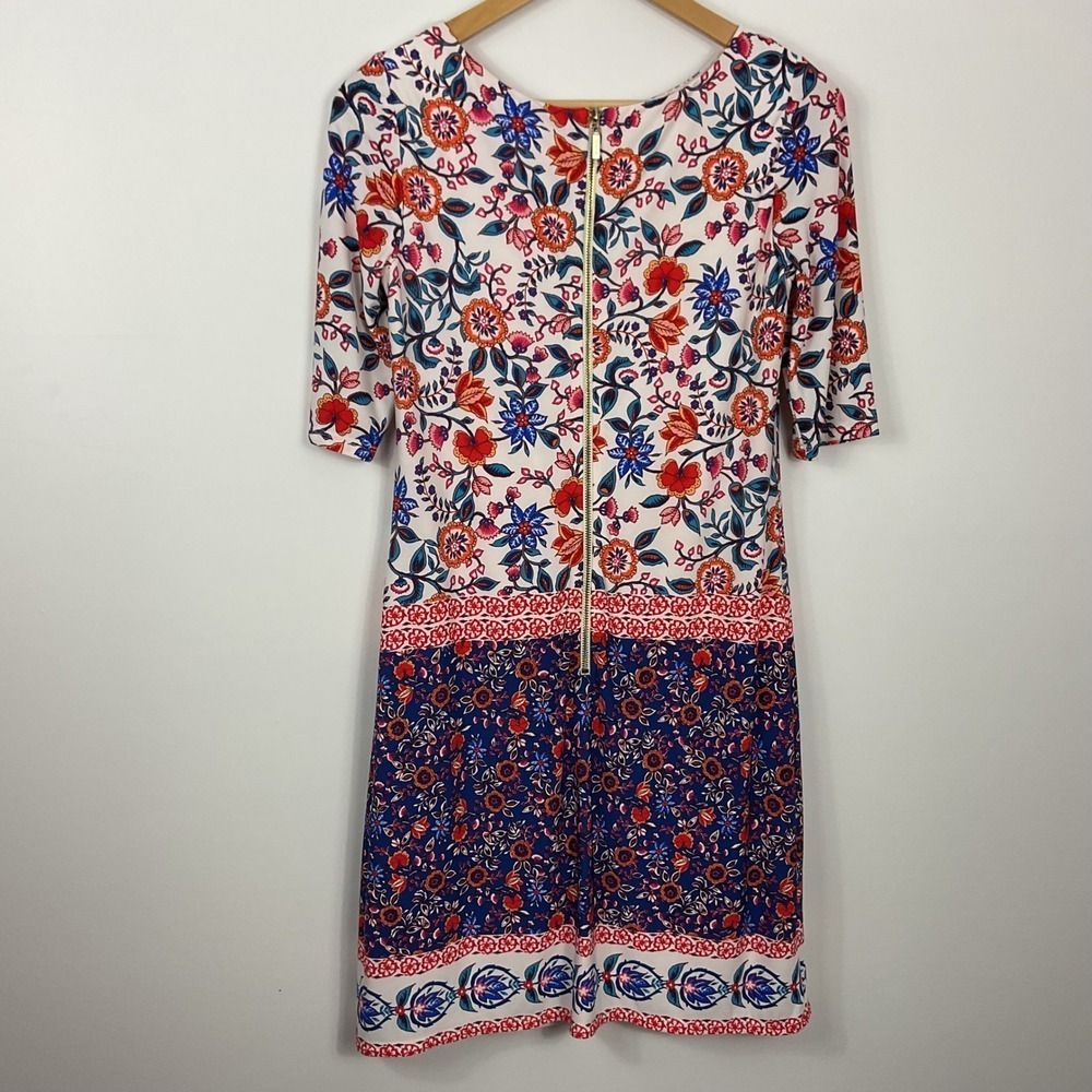Eliza J Floral Poppy Floral Elbow Sleeve Shift Dress Womens Size 6 - Picture 2 of 5